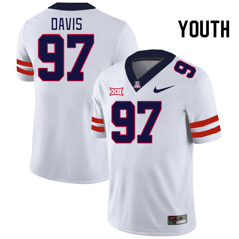 Youth #97 Tristan Davis Arizona Wildcats Big 12 Conference College Football Jerseys Stitched-White